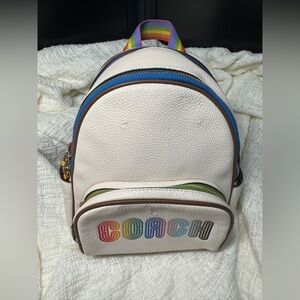 Coach Cream Backpack with Multicolor Accents Pride Rainbow small